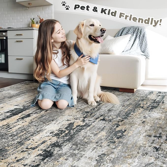 pmtsns Area Rugs 10x14 Living Room: Washable Rug Modern Abstract Neutral Soft - Image 5