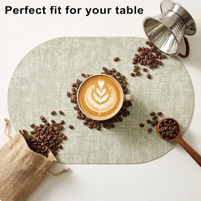 Placemats Set of 4-17" x 11.8" Waterproof & Heat Resistant Oval Place Mats - Image 8