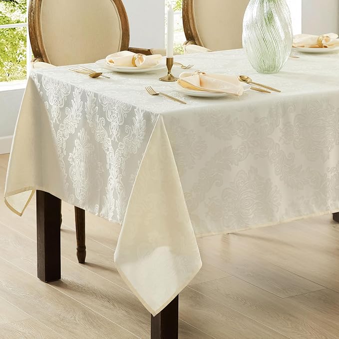 Newbridge Barcelona Luxury Damask Fabric Tablecloth, 52” Wide x 70” Rectangle - Image 5