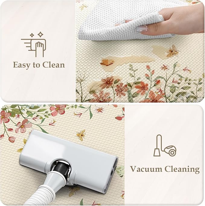 KIMODE Kitchen Mats for Floor Anti Fatigue, Flower Butterfly Kitchen Rugs Sets - Image 5