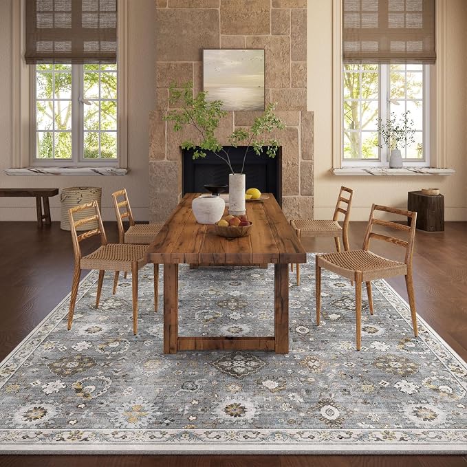 Machine Washable Rug for Living room: 5x7 Area Rugs Boho Vintage Rugs Stain - Image 7