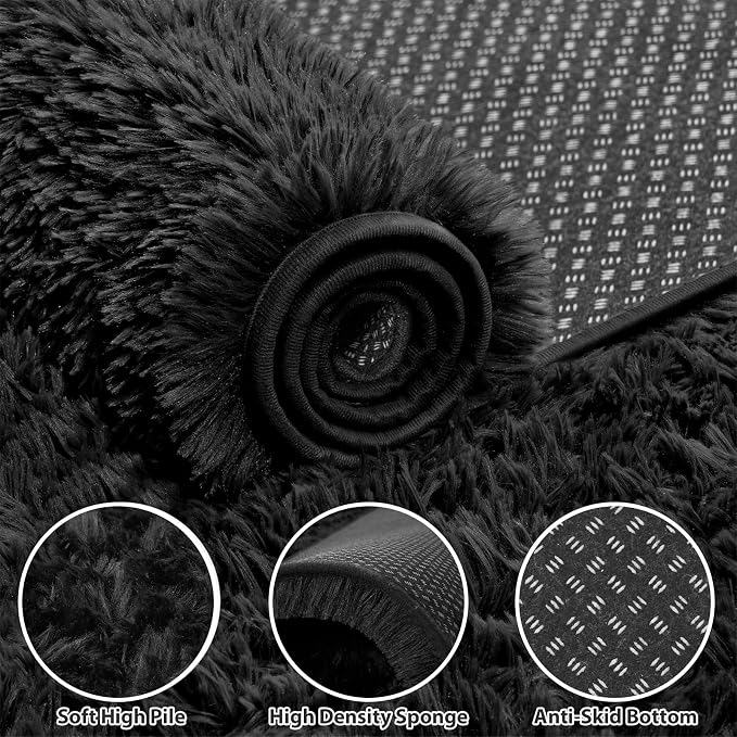 Area Rug for Living Room Bedroom: 6x9 Soft Fluffy Shag Rugs Upgrade Non-Slip - Image 5
