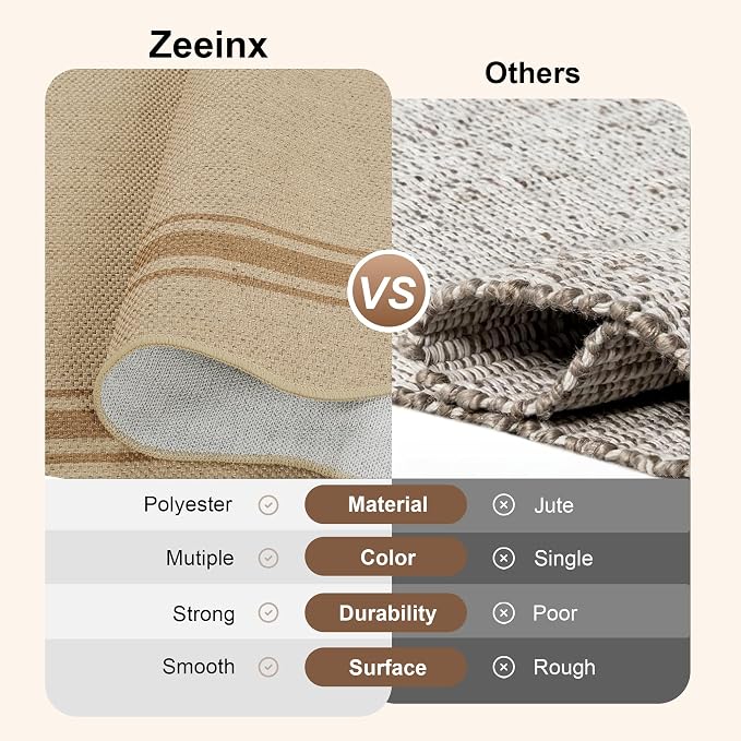 Easy Jute Kitchen Rug 2x3 Front Door Mat Washable Non Slip Entryway Rug - Image 4