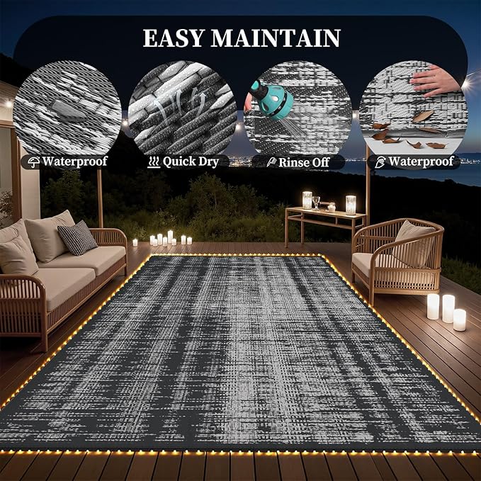 MontVoo Outdoor Rug Waterproof 9x12 ft - Image 4
