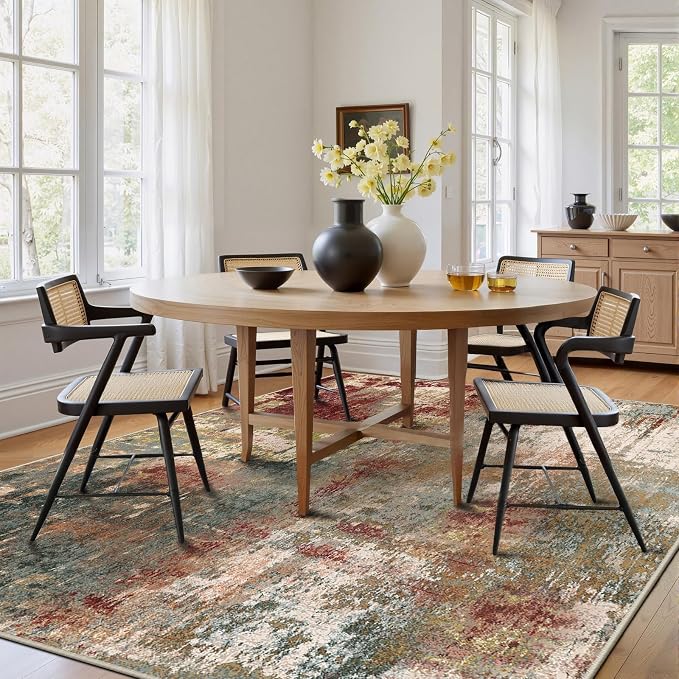 RELEANY Washable Area Rugs Square 9ft Non-Slip Modern Abstract Soft - Image 8