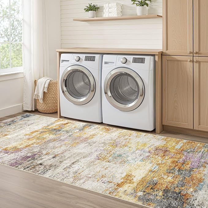 Runner Rug Kitchen Washable Rugs: 2x5 Non-Slip Abstract Soft Modern Stain - Image 7