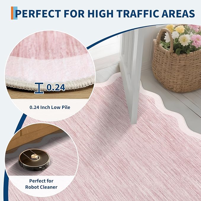 GarveeHome Scalloped Washable Area Rug 4x6 Small Entryway Rug Non Slip Modern - Image 5