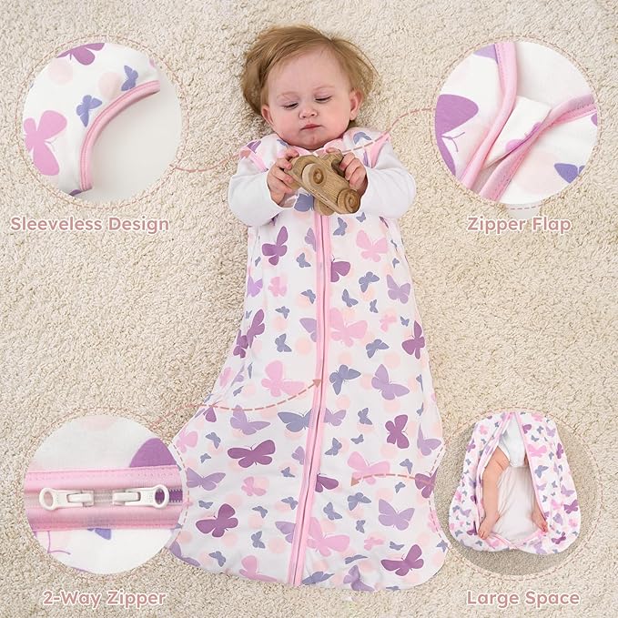 Yoofoss Baby Sleep Sack 6-12 Months, 1.5 Tog Baby Wearable Blanket with 2-Way Zipper, 100% Cotton Organic Fabric Winter Infant Sleeping Sack, Warm Soft Comfy