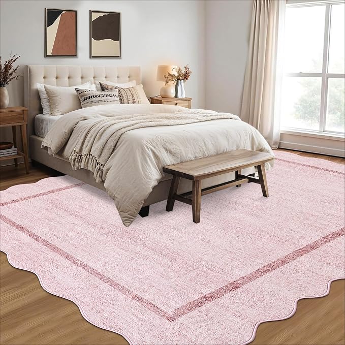 GarveeHome Scalloped Washable Area Rug 4x6 Small Entryway Rug Non Slip Modern - Image 3