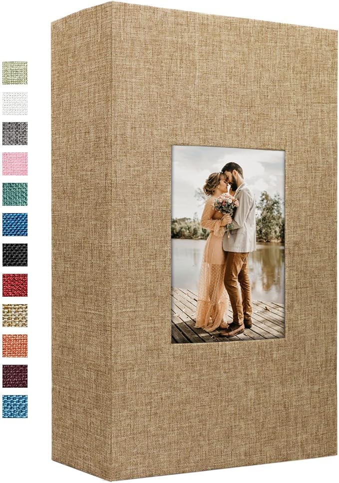 Vienrose Linen Photo Album 420 Pockets for 4x6 Photos Fabric Cover Photo Books Slip-in Picture Albums for Wedding Baby Vacation