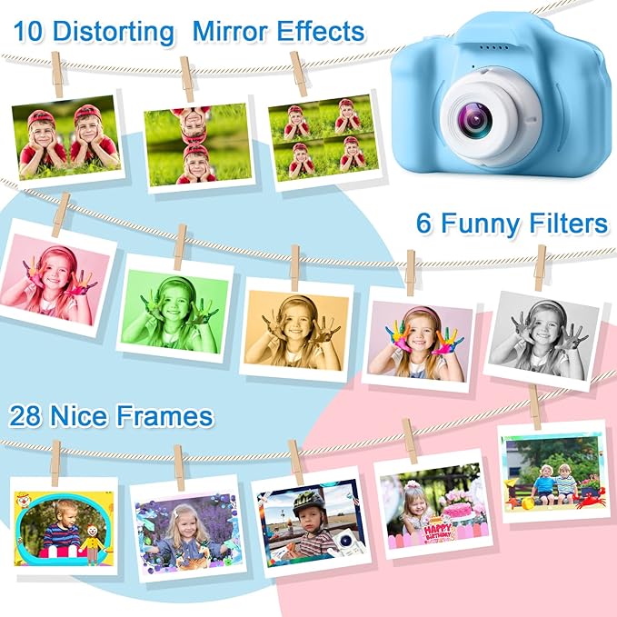 GKTZ Toys for Girls Age 3-8, Kids Camera Digital Video Toddler Camera Children Camcorder Birthday Gifts for 3 4 5 6 7 8 Year Old Girls with 32GB SD Card