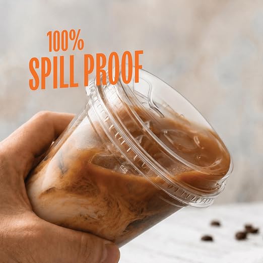 12 oz Clear Plastic Cups with Strawless Sip Lids - Image 5