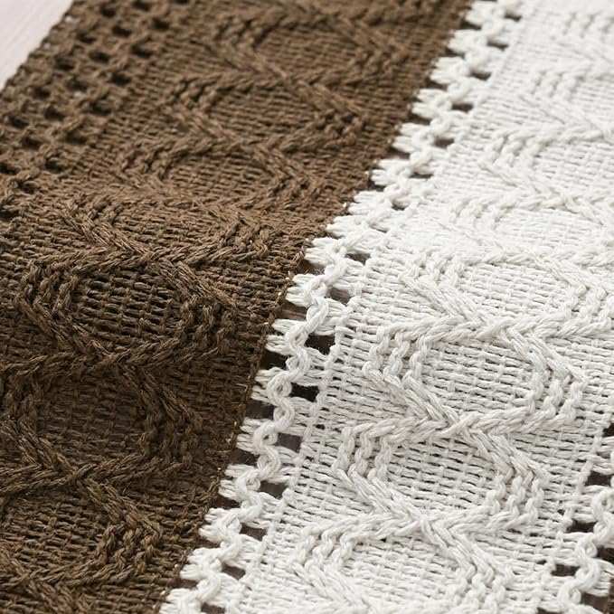 Artoid Mode Coffee Farmhouse Woven Table Runner 12x60 Inch | Seasonal Holiday - Image 6