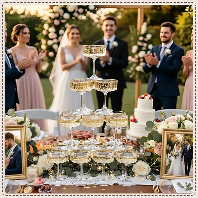 24PCS Plastic Martini Glasses, Unbreakable Reusable Champagne Coupe, Removable - Image 6