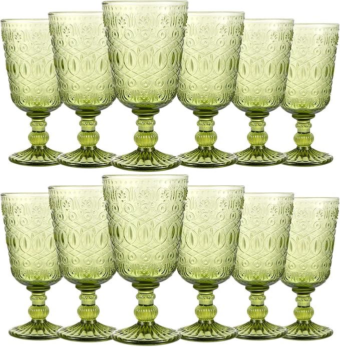 Eaasty Wine Glasses Set of 12 Vintage Goblet 9 oz Vintage Colored Glass Goblet by Eaasty