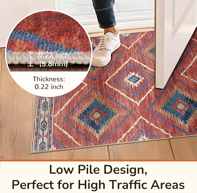 BESTSWEETIE Area Rug 4x6 Rug Machine Washable Non-Slip Low Pile Print Pattern - Image 8