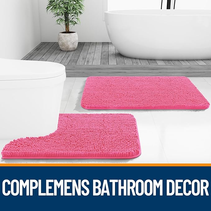 OLANLY Toilet Rugs U-Shaped 24x20, Extra Soft Absorbent Chenille Contour - Image 7