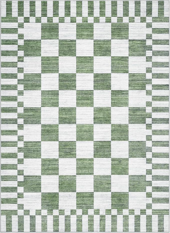 GarveeHome Sage Green Checkered Rug 5×7 Area Rugs - Image 4