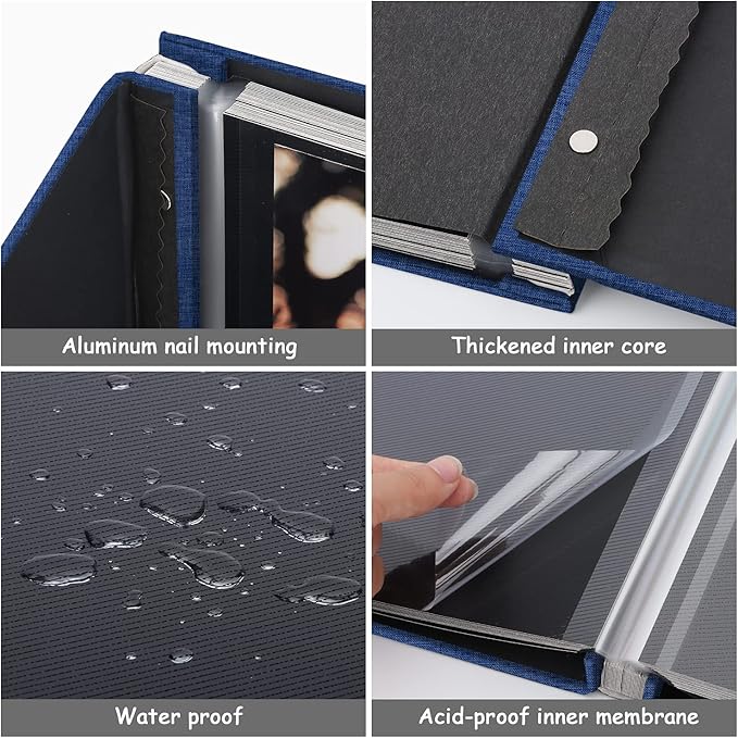 Zesthouse Photo Album Self Adhesive Pages, 60 Pages Magnetic Scrapbook Albums with Sticky Page,Photos Album Holds 8x10 & 5X7 & 4x6 & 6x8 & 3x5, Large Picture Book Ideal for Family,Wedding,Baby