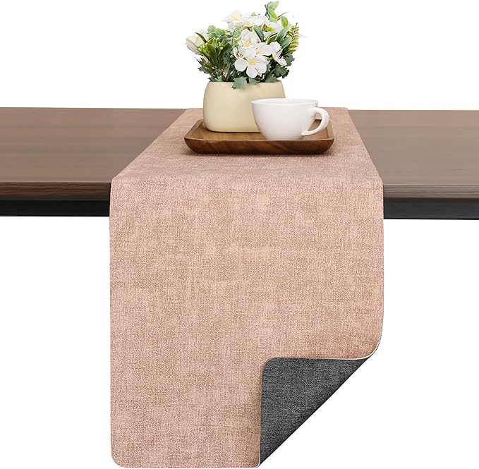 Table Runners 72 Inch Long, Dual-Sided Faux Leather Table Runner | Waterproof by Chitomars