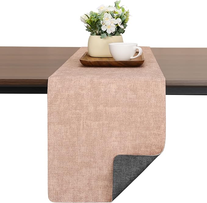 Table Runners 94 Inch Long, Dual-Sided Faux Leather Table Runner | Waterproof by Chitomars