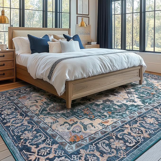 Lessymo Area Rug 6x9, Machine Washable Area Rugs, Super Soft Faux-Wool Area Rugs - Image 3