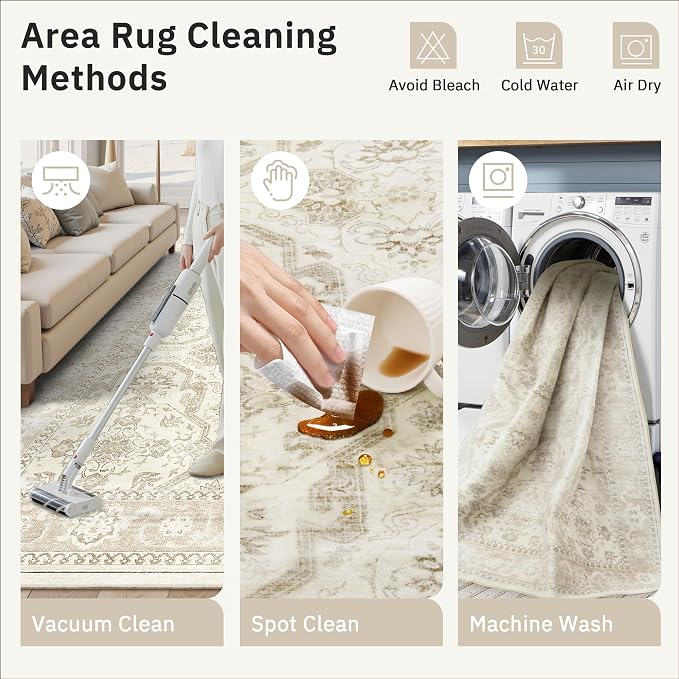 Soalmost 7x10 Area Rug for Living Room Washable Abstract Vintage Soft Thin - Image 9