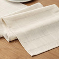 Linen Textured Table Runner, Ivory Table Runners 72 Inches Long | Raised Grid by Aoztio