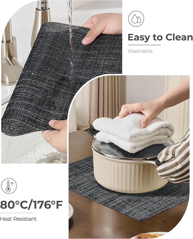 Leetaltree Black and Grey Woven Placemats Set of 6 - Image 6