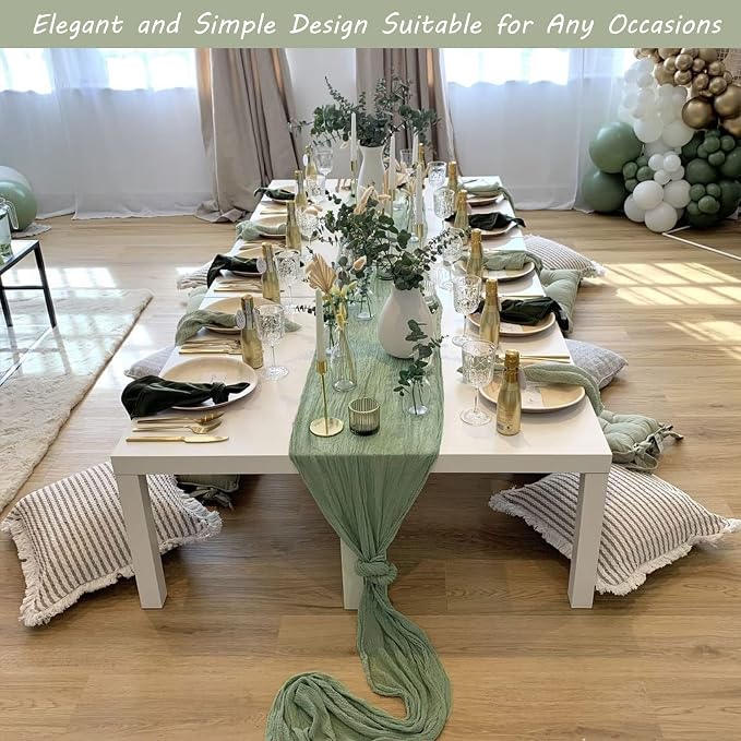 12 Pack 10Ft Cheesecloth Table Runner 35x120 Inch Boho Gauze Table Runner - Image 7