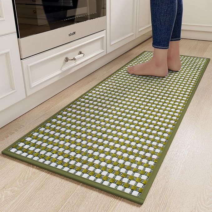 YDKGL Kitchen Rugs Non Slip Washable, Rubber Backing Soft Chenille Braided by YDKGL