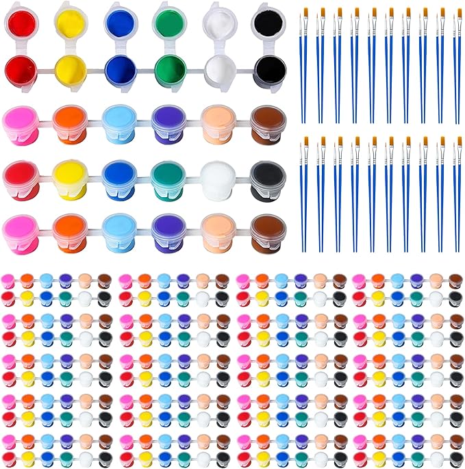 EzaroNexis Mini Acrylic Paint Set for Kids, 30 Pack 12 Colors Washable Kids Paint kit, Perfect for Home Birthday Classroom Party Favors,Painting Canvas,Paper,Wood,Rock & Fabric (420)