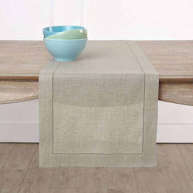 Solino Home 100% Pure Linen Dining Table Runner Natural Woven, 14 x 90 in | by SolinoHome