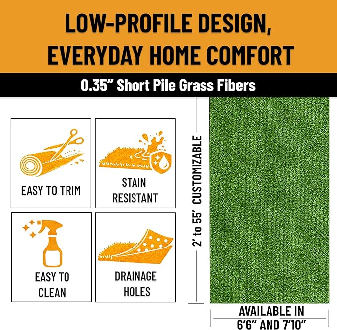 Ottomanson Artificial Turf Lite 94" x 40', Fake Grass Carpet - Image 6
