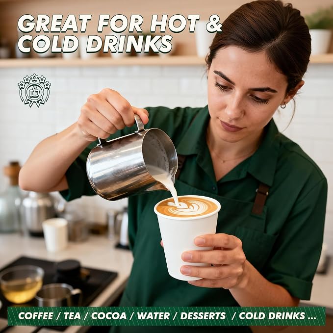 8 oz Paper Coffee Cups 1000 Pack White | Disposable, Hot Coffee Cup, To Go Cups - Image 4