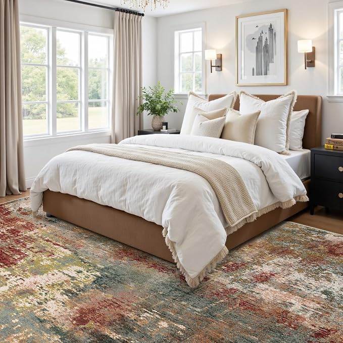 RELEANY Washable Area Rugs Square 9ft Non-Slip Modern Abstract Soft - Image 7