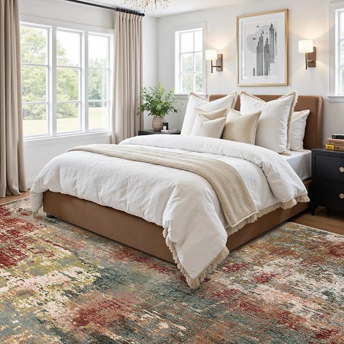 RELEANY Washable Area Rugs Square 8ft Non-Slip Modern Abstract Soft - Image 7