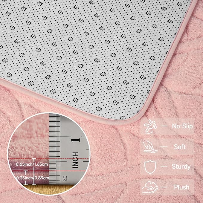 3x5 Pink Washable Area Rug for Girls Bedroom, Leaf Geometric Patter Shag - Image 6