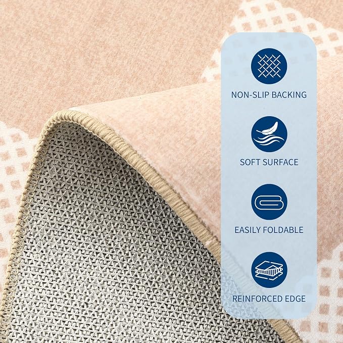 GarveeHome Checkered Blush Beige Neutral Small 2x3 Washable Rug Door Mat - Image 6