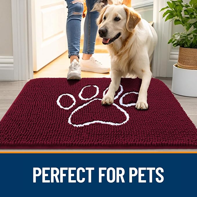 OLANLY Dog Door Mat for Muddy Paws 54x32, Paw Print Design, Absorbs Moisture - Image 6
