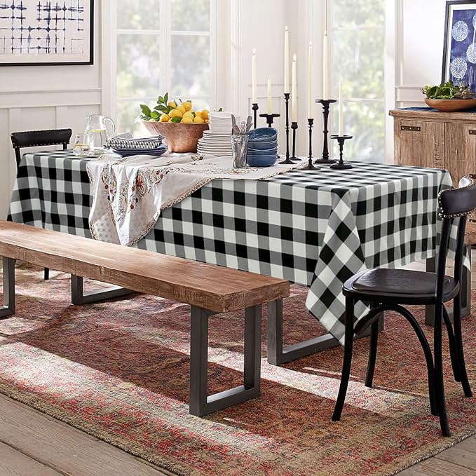 Buffalo Plaid Tablecloth, 2 Pack, 60 x 84 inch, Stain and Wrinkle Resistant - Image 2