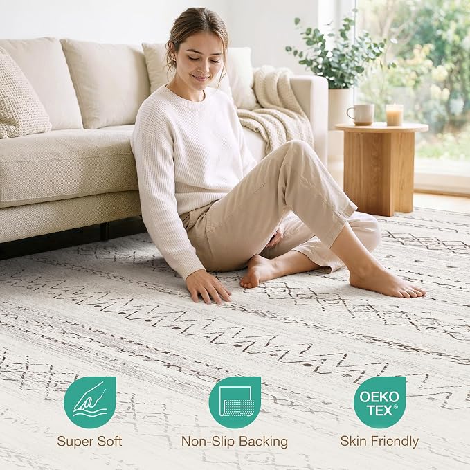 cotiled 9x12 Area Rugs Living Room Rug: Washable Boho Rugs - Image 5