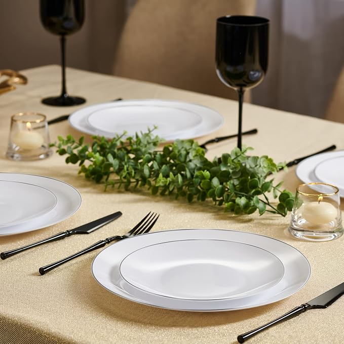 Plasticpro 128 Piece Combo Plates Set includes 64-7'' inch Plates & 64-10'' - Image 4