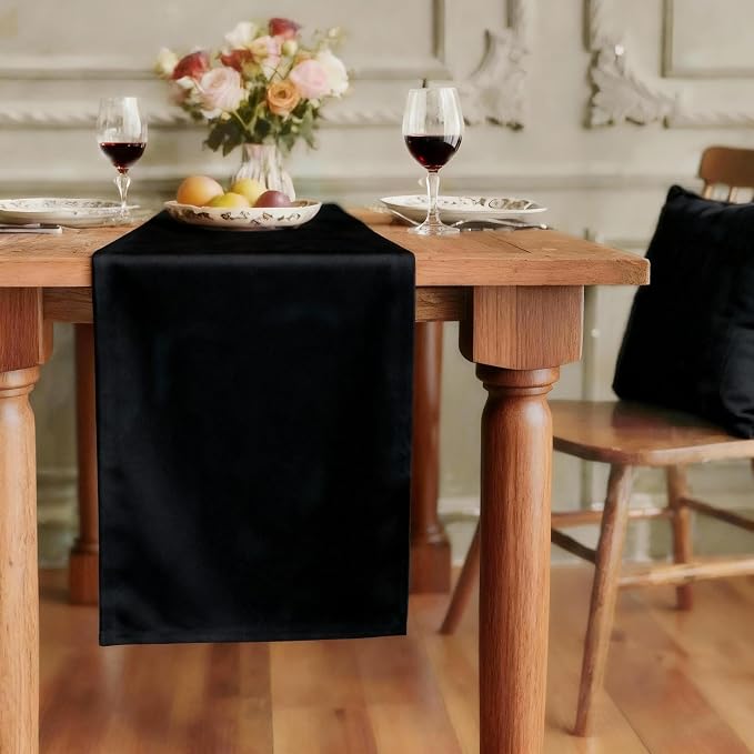 FOLINS&HOME Black Waterproof Decorative Table Runner 36 Inches Long | 210GSM by FOLINSHOME