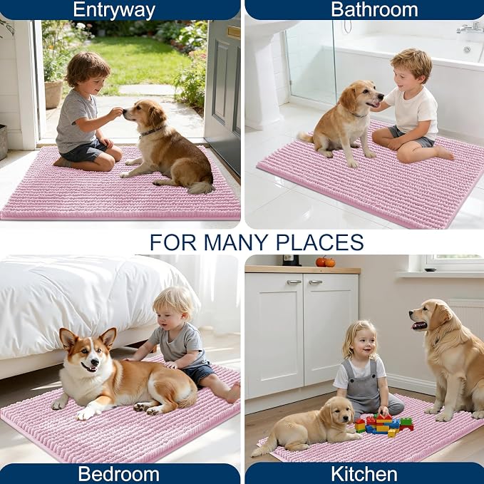OLANLY Dog Door Mat for Muddy Paws 36x24, Ultra Absorbent Chenille Mud Doormat - Image 8