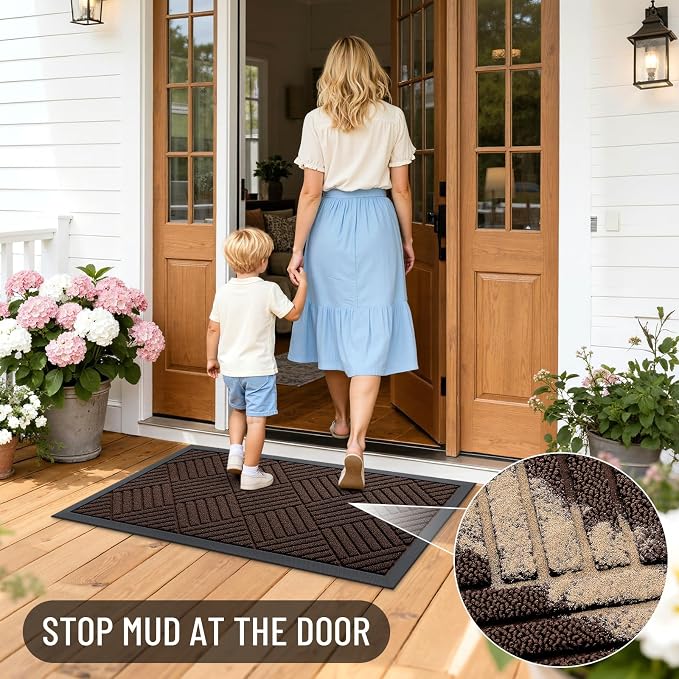 OLANLY Front Door Mat Outside Entrance 47x17, Heavy Duty Sturdy Natural Rubber - Image 6