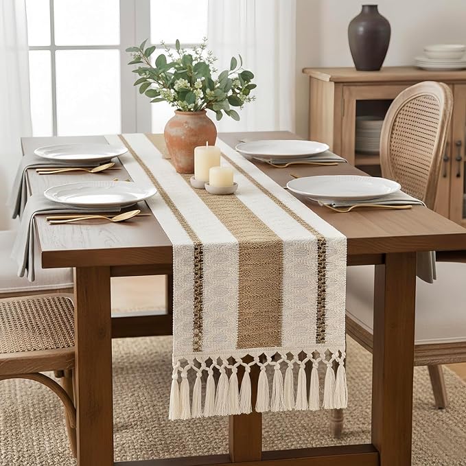 Boho Table Runner with Tassels 12x90 Inch - Image 8