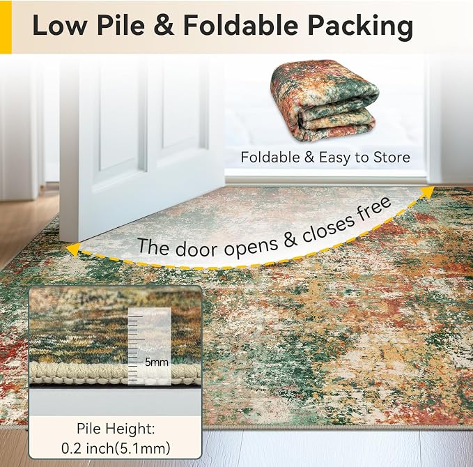 RELEANY Washable Area Rugs 8'x10' Non-Slip Modern Abstract Soft - Image 6