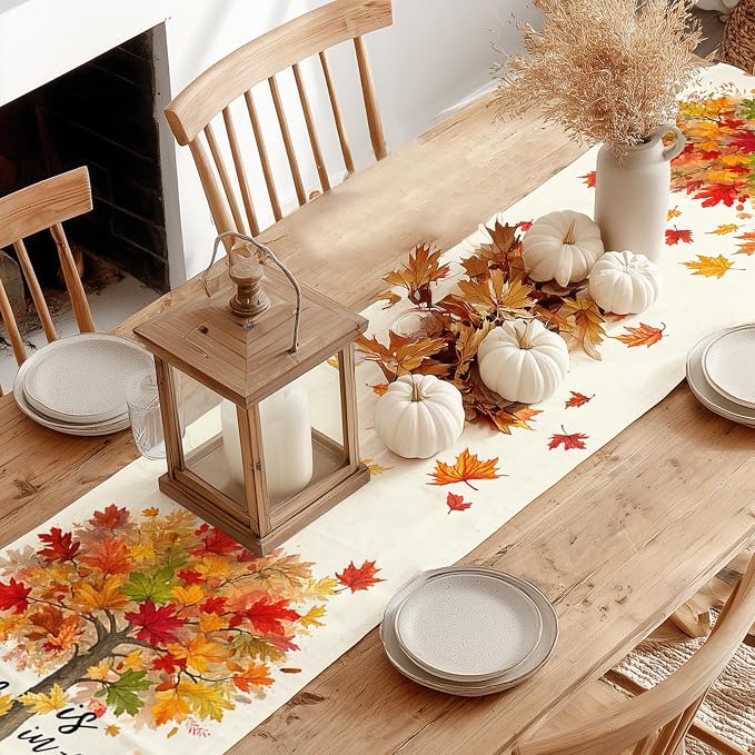 Fall Table Runner 13 x 108 Inch, Maple Leaves Autumn Farmhouse Decor - Image 7