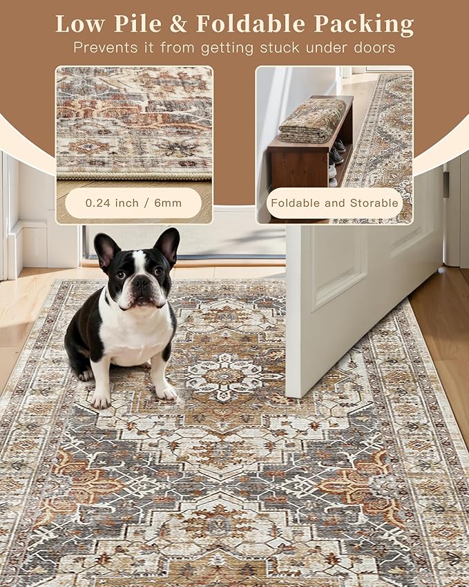 Madane Hallway Runner Rug 2'6''x12', Non Slip Vintage 12ft Runners - Image 7
